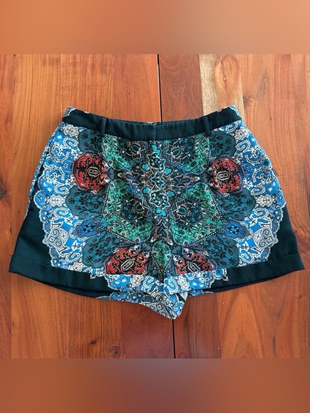 Topshop High Waist Multicolor Patterned Shorts